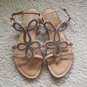 Beaded nude sandals